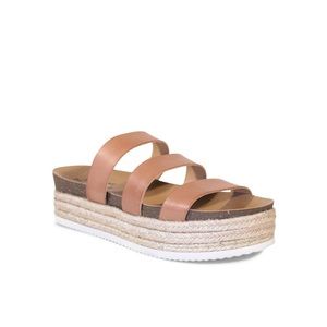 Chelsea Crew Tan Costa Platform Leather Espadrille Slide Women’s EU Size 36